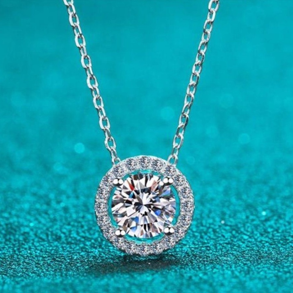 Dainty Sterling Silver CZ Zircon Necklace 8MM Cubic Zirconia Simulated Diamond